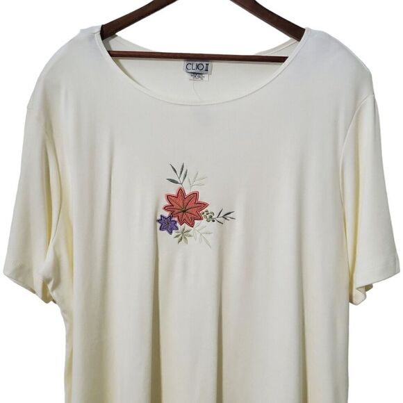 VTG CLIO II 90's Embroidered Floral Top Size 3X Plus Womens Deadstock NWT - Picture 2 of 10